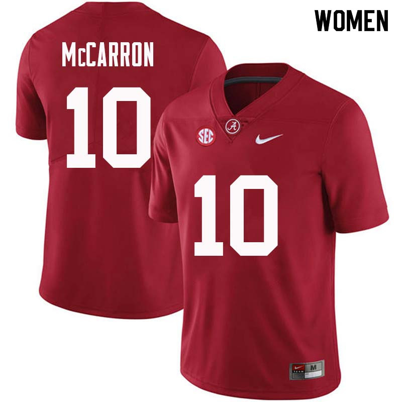 Alabama Crimson Tide Women's AJ McCarron #10 Crimson NCAA Nike Authentic Stitched College Football Jersey KG16U15PH